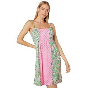 Lilly Pulitzer Large Pink Shandy OH DIAMOND GIRL LIBRA DRESS Fit Flare Sundress